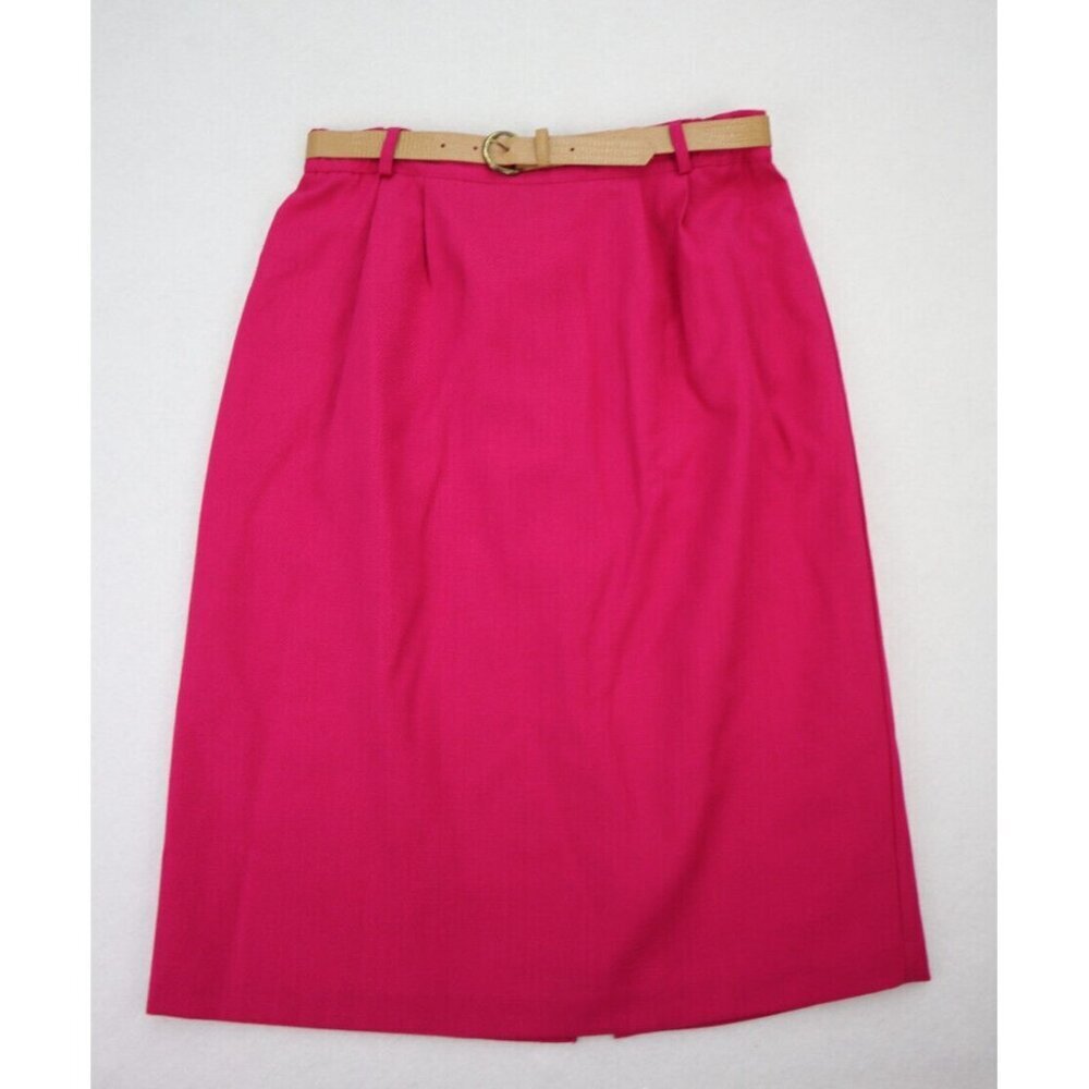 E.S.R. Vintage Women's Pink Pencil Skirt Size 12 With Belt Bright Colorful